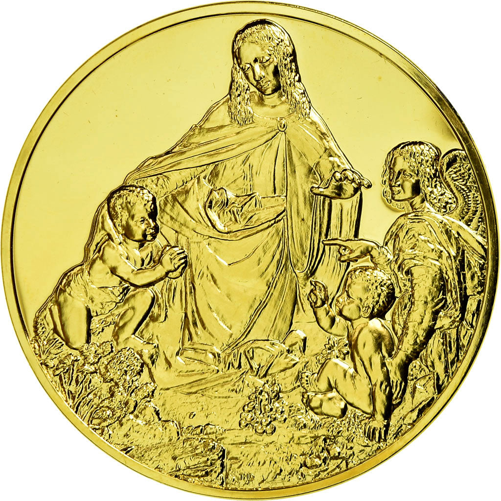 France, Medal, La Vierge au Rocher, Leonard de Vinci, MS(64), Vermeil