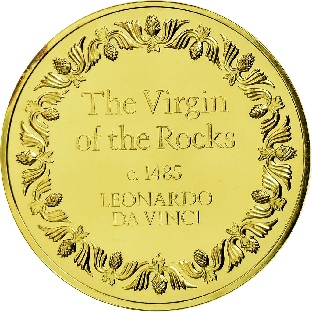 France, Medal, La Vierge au Rocher, Leonard de Vinci, MS(64), Vermeil