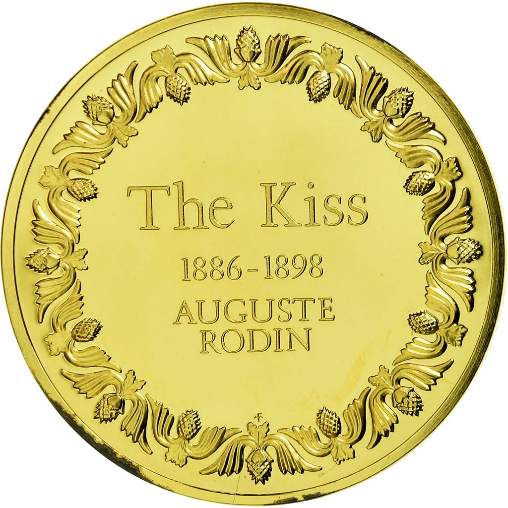 Francia, medalla, Le Baiser, Auguste Rodin, SC+, Oro vermeil