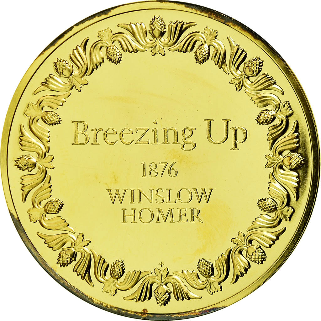 France, Medal, Breezing Up, 1876, Winslow Homer, MS(64), Vermeil