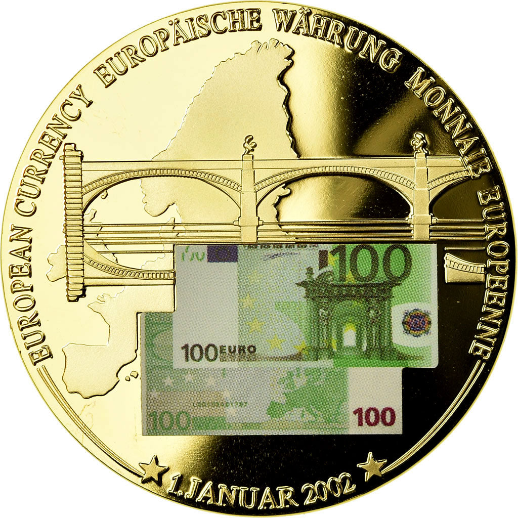 France, Médaille, Monnaie Européenne, Billet de 100 Euro, FDC, Copper Gilt