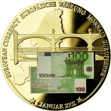France, Médaille, Monnaie Européenne, Billet de 100 Euro, FDC, Copper Gilt