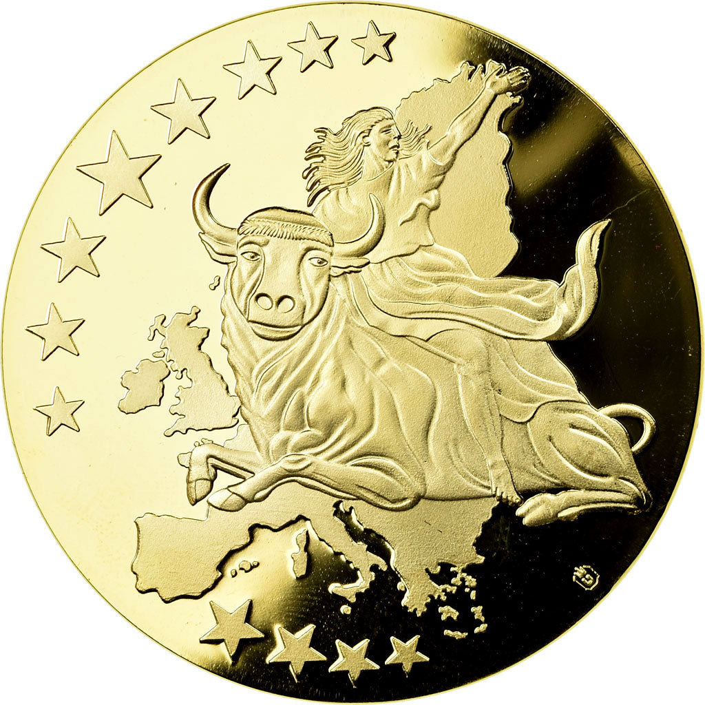 France, Medal, Monnaie Européenne, Billet de 100 Euro, MS(65-70), Copper Gilt