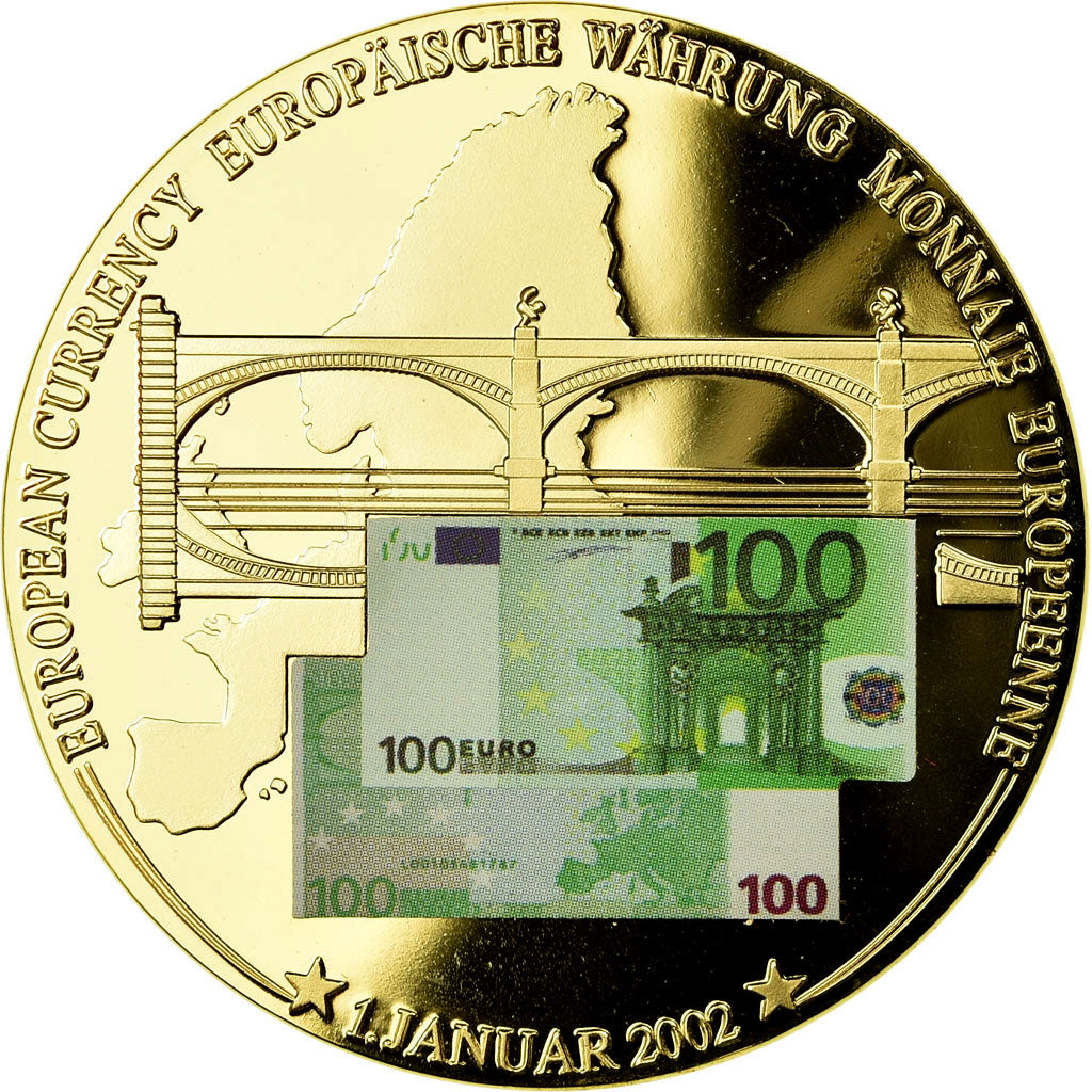 France, Médaille, Monnaie Européenne, Billet de 100 Euro, SPL+, Copper Gilt