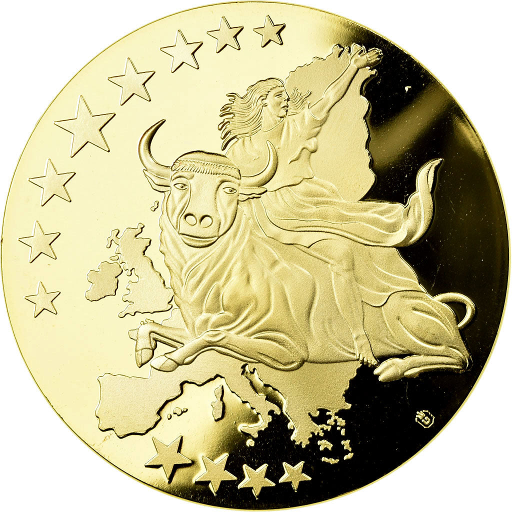 France, Medal, Monnaie Européenne, Billet de 100 Euro, MS(64), Copper Gilt