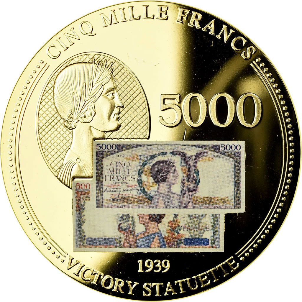 France, Medal, Les Anciens Francs, billet de 5000 Francs Victoire, MS(65-70)