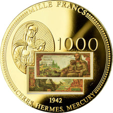 France, Medal, Les Anciens Francs, 1000 Francs Cérès, MS(65-70), Copper Gilt