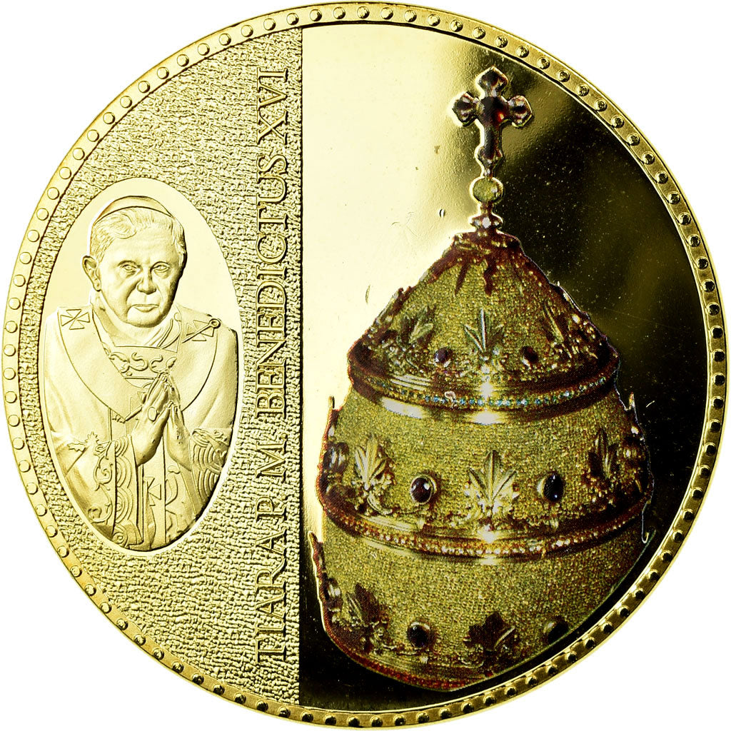 Vatican, Medal, Benoit XVI, Tiara Papalis, MS(65-70), Copper Gilt