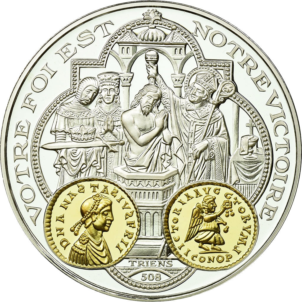 France, Medal, 2000 Ans d'Histoire Monétaire, Triens Mérovingien, MS(65-70)