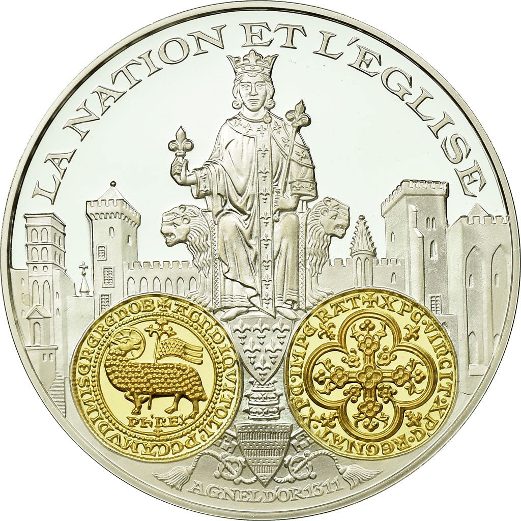 France, Medal, 2000 Ans d'Histoire Monétaire, Agnel d'Or, MS(65-70), Silver