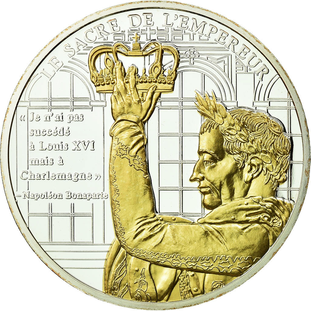 Francia, medalla, La vie de Napoléon Bonaparte, le Sacre de l'Empereur, FDC
