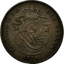 Monnaie, Belgique, Leopold II, 2 Centimes, 1874, TTB, Cuivre