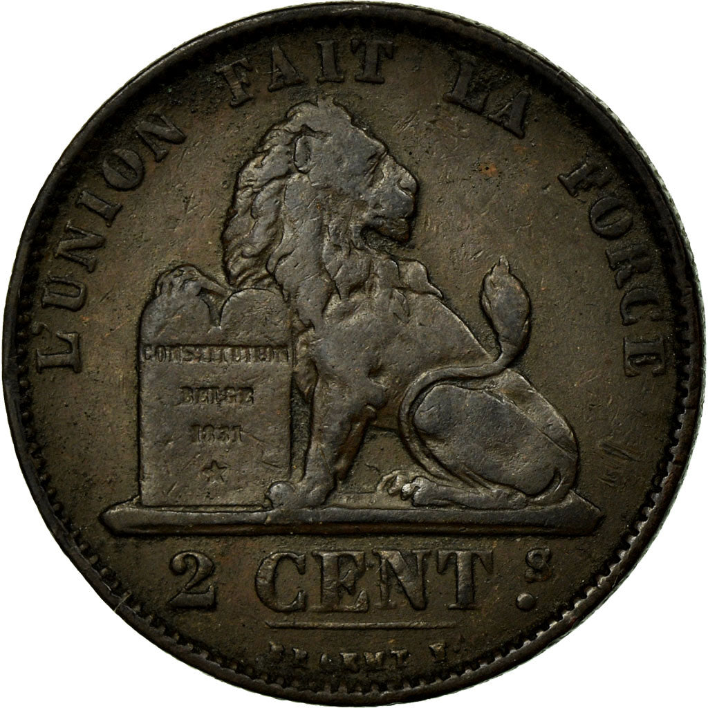 Monnaie, Belgique, Leopold II, 2 Centimes, 1874, TTB, Cuivre