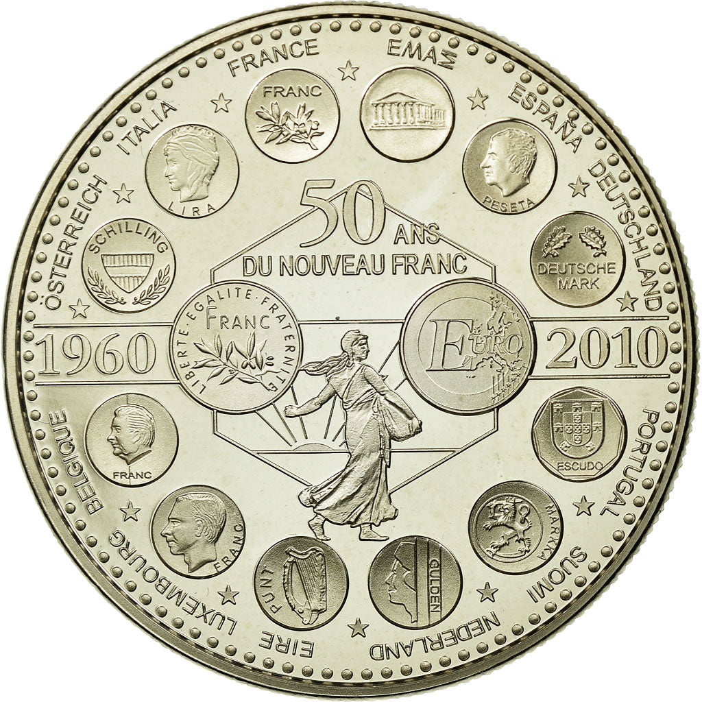 França, Medal, L'Europe des XXVII, 50 ans du nouveau Franc, História, 2010