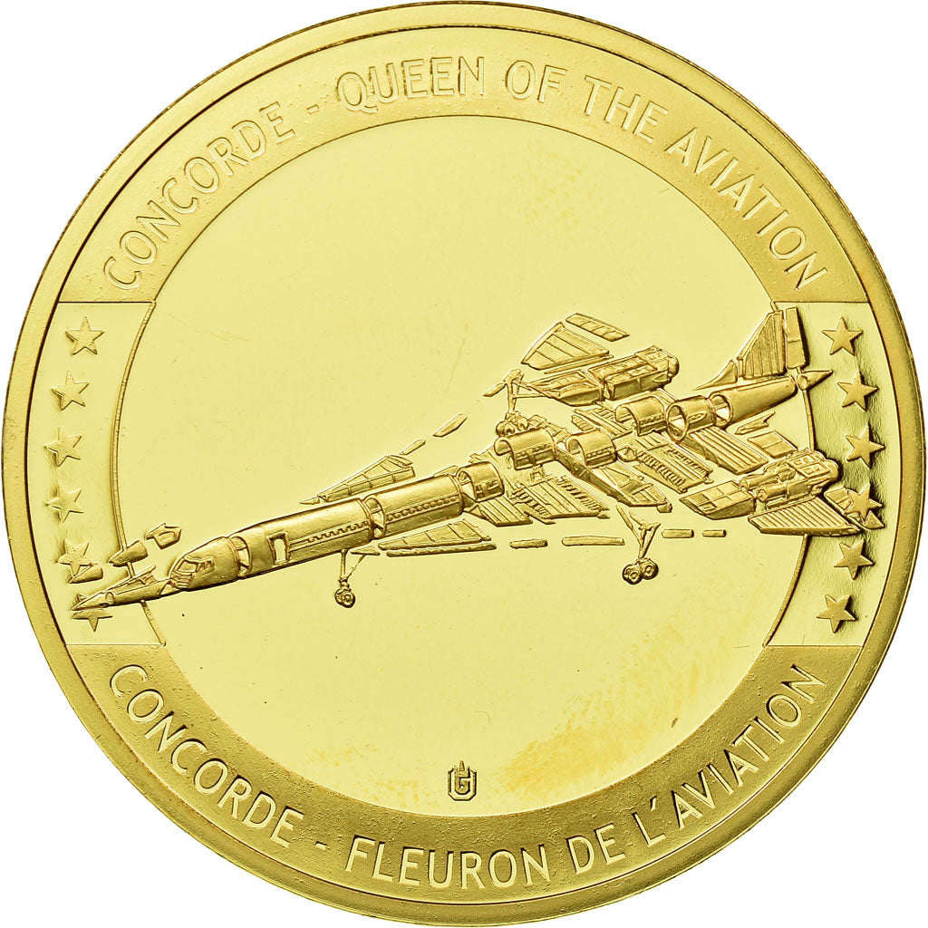 France, Medal, Concorde, La Légende, Aviation, MS(64), Copper Gilt