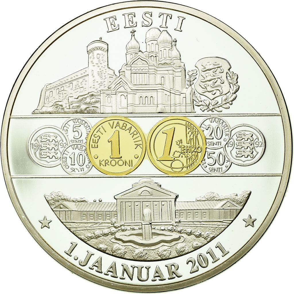 France, Medal, L'Estonie dans l'Europe, 2011, MS(65-70), Copper Plated Silver