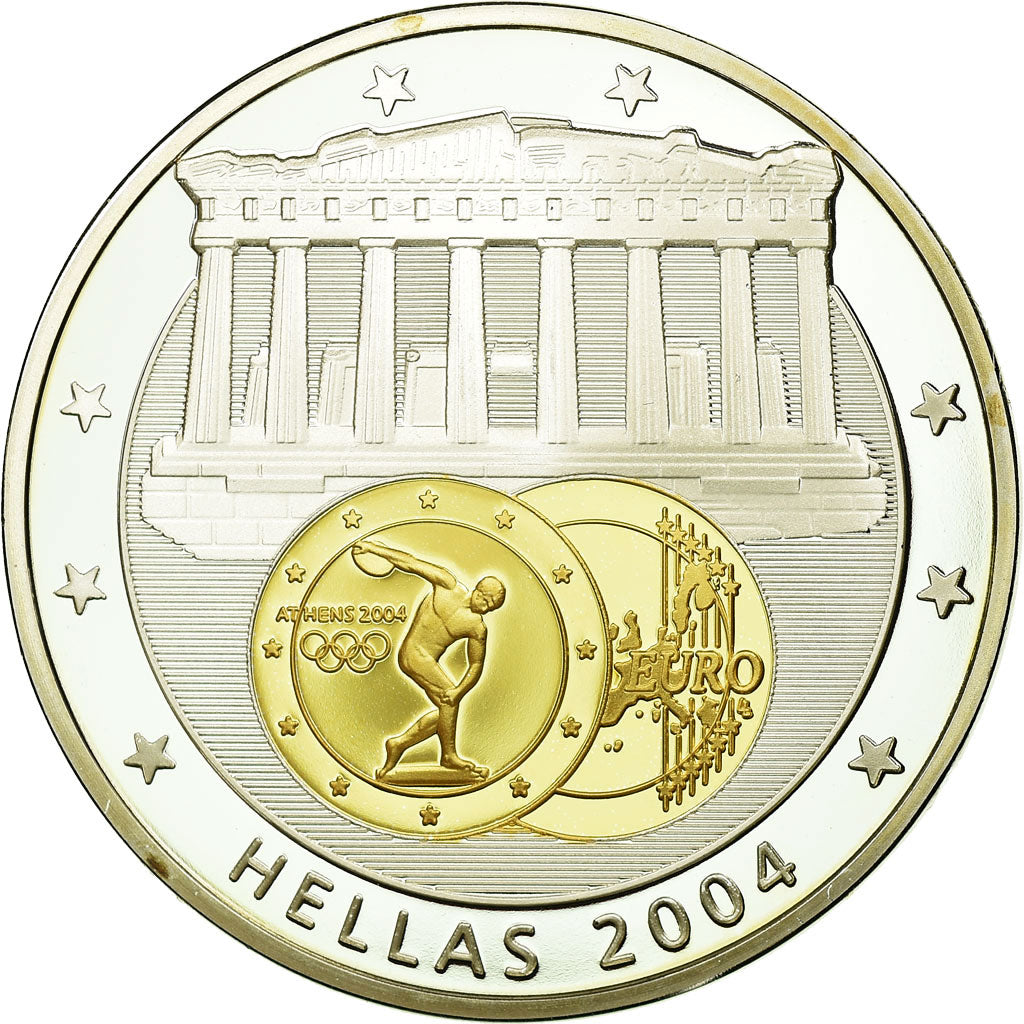 France, Medal, L'Europe, Grèce, 2004, MS(65-70), Copper Plated Silver