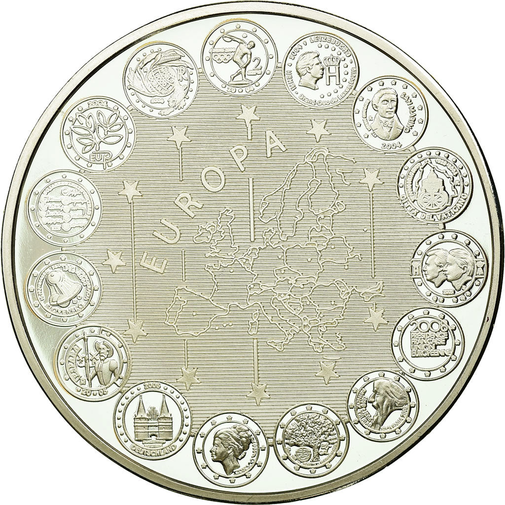 France, Medal, L'Europe, Saint-Marin, 2004, MS(65-70), Copper Plated Silver