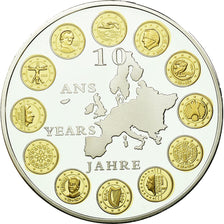 France, Medal, 10 ans de l'Euro, 2012, MS(65-70), Copper Plated Silver