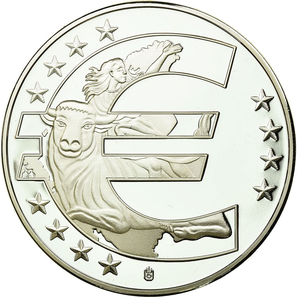 France, Medal, 10 ans de l'Euro, 2012, MS(65-70), Copper Plated Silver