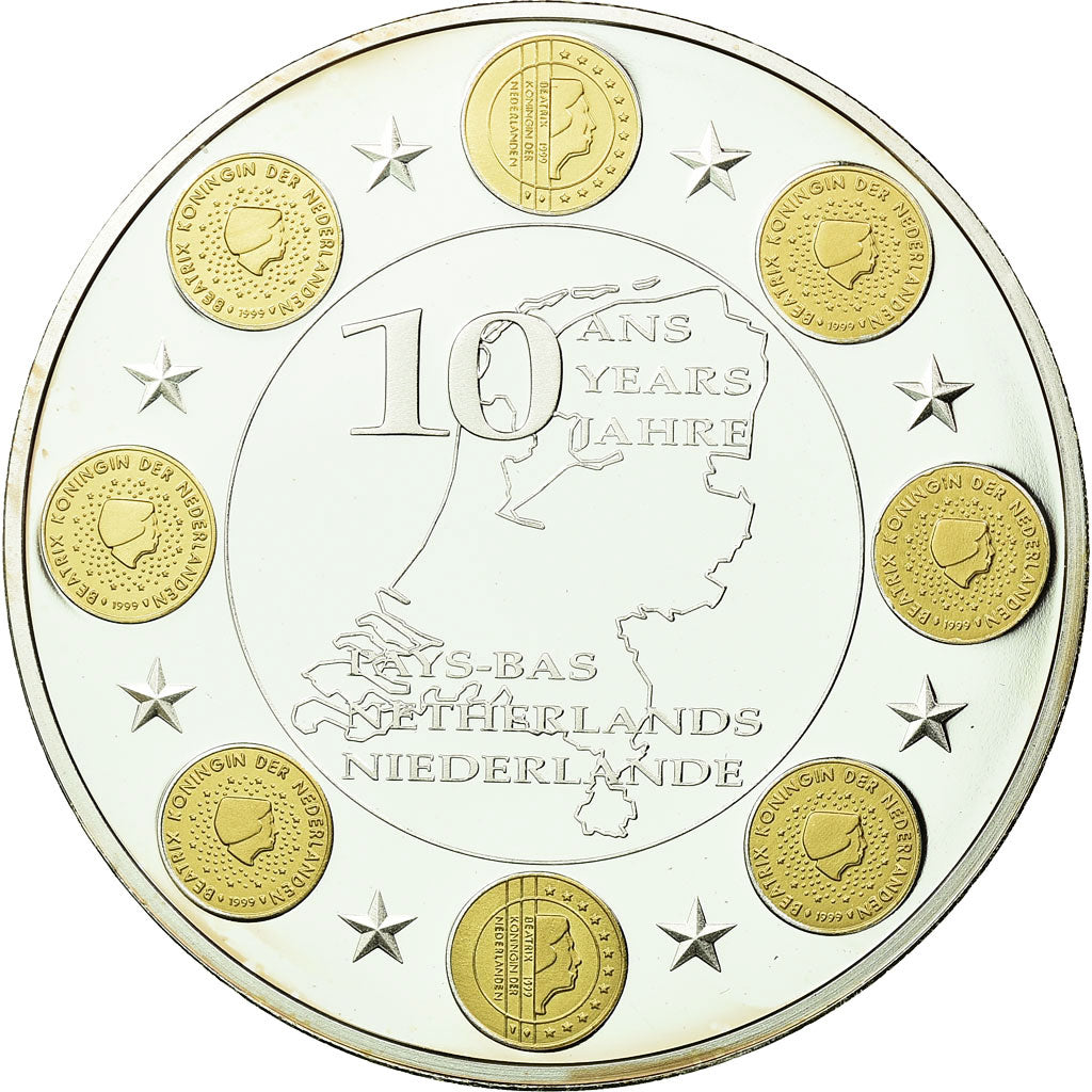 France, Medal, 10 Ans de l'Euro, Pays-Bas, 2012, MS(65-70), Copper Plated Silver