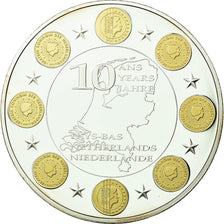 France, Medal, 10 Ans de l'Euro, Pays-Bas, 2012, MS(65-70), Copper Plated Silver