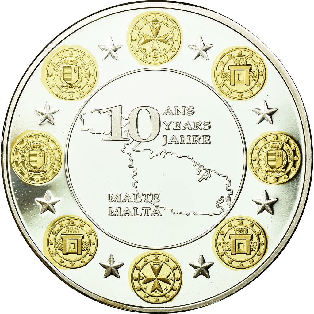 France, Medal, Malte, 10 Ans dans l'Europe, 2012, MS(65-70), Copper Plated