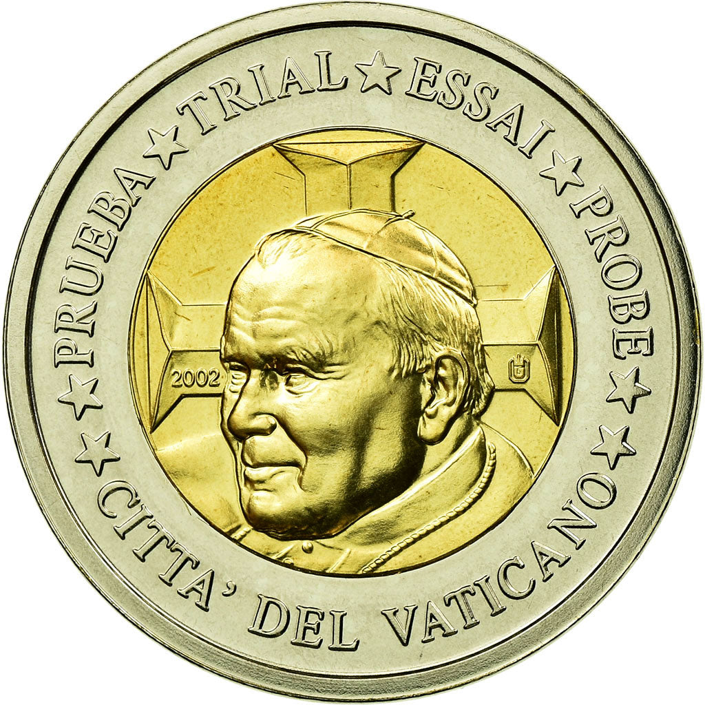 Vatican, Medal, 2 E, Essai-Trial Jean Paul II, 2002, MS(65-70), Bi-Metallic