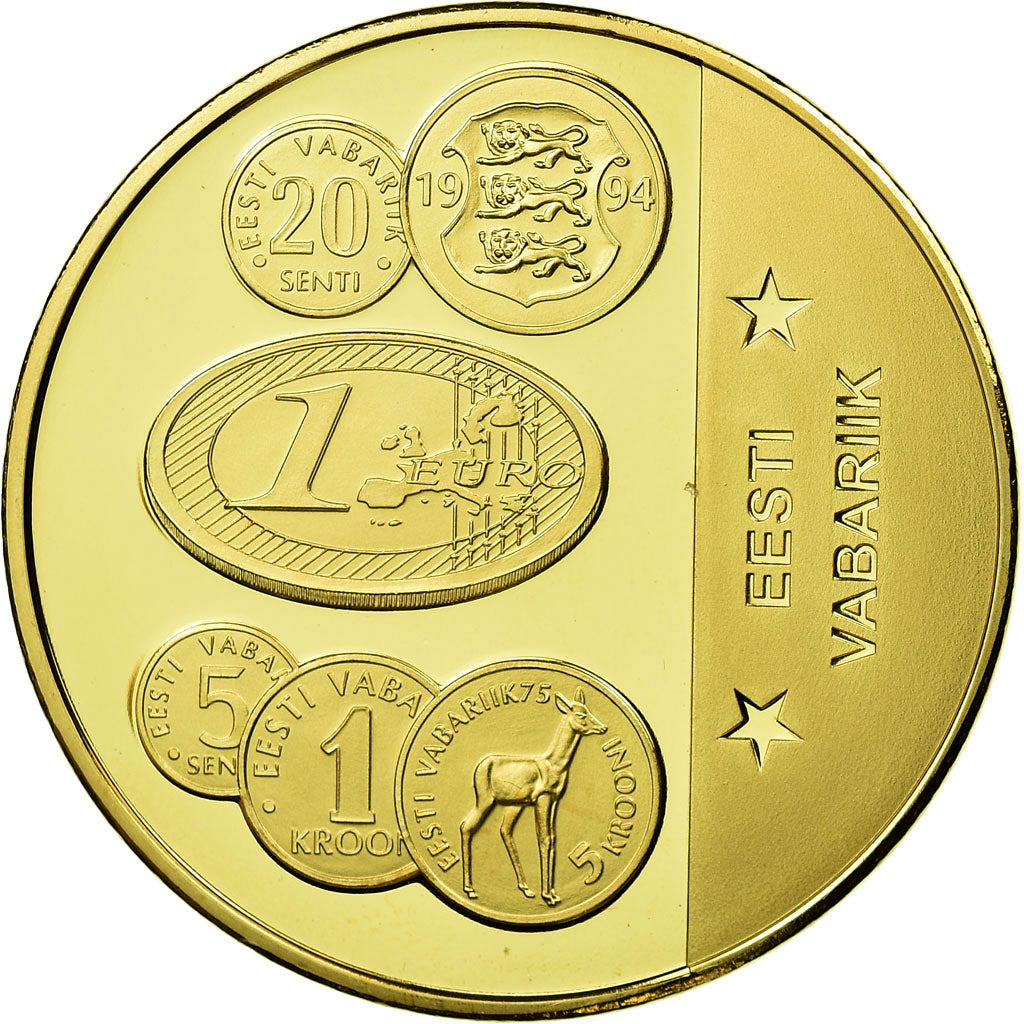 France, Medal, L'Estonie dans l'Europe, History, MS(65-70), Copper Gilt
