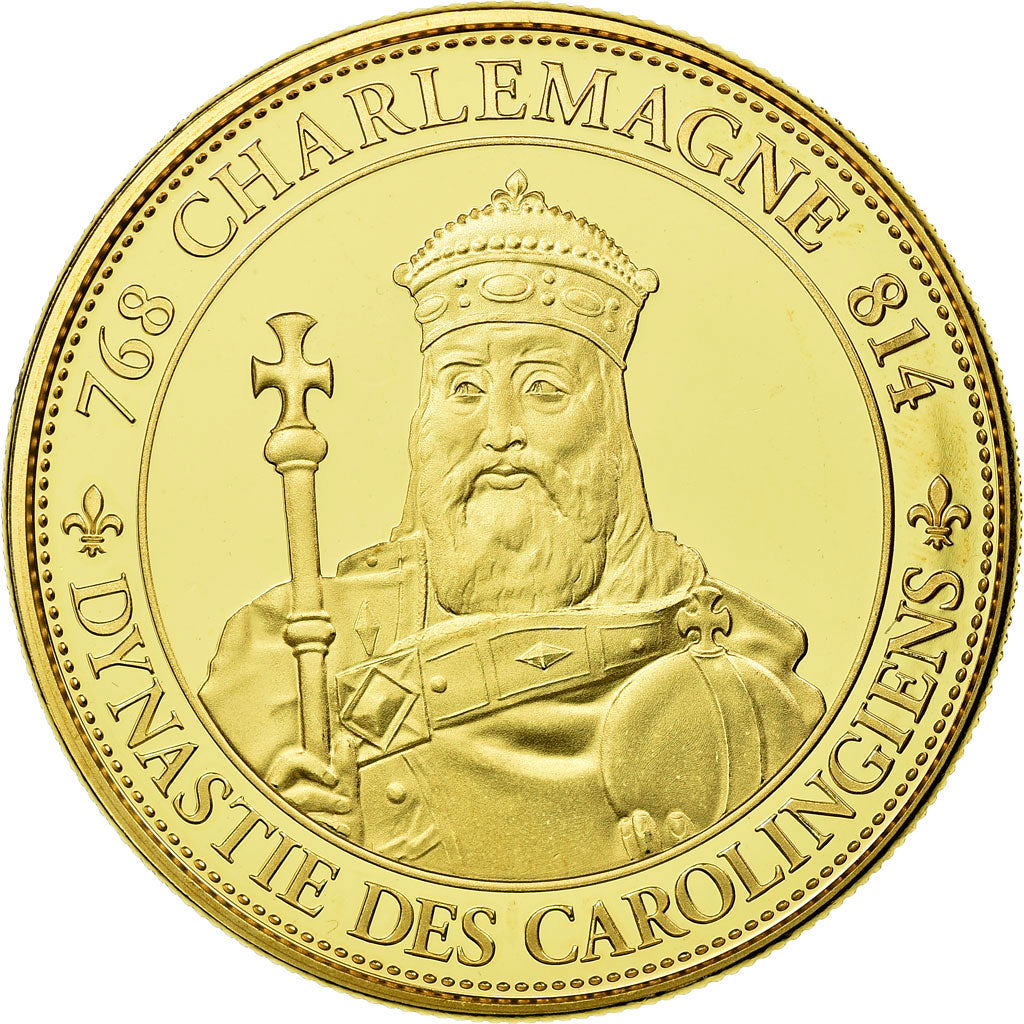 Frankrijk, Medaille, Les Rois de France, Charlemagne, History, FDC, Copper Gilt