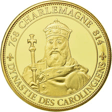 Frankrijk, Medaille, Les Rois de France, Charlemagne, History, FDC, Copper Gilt