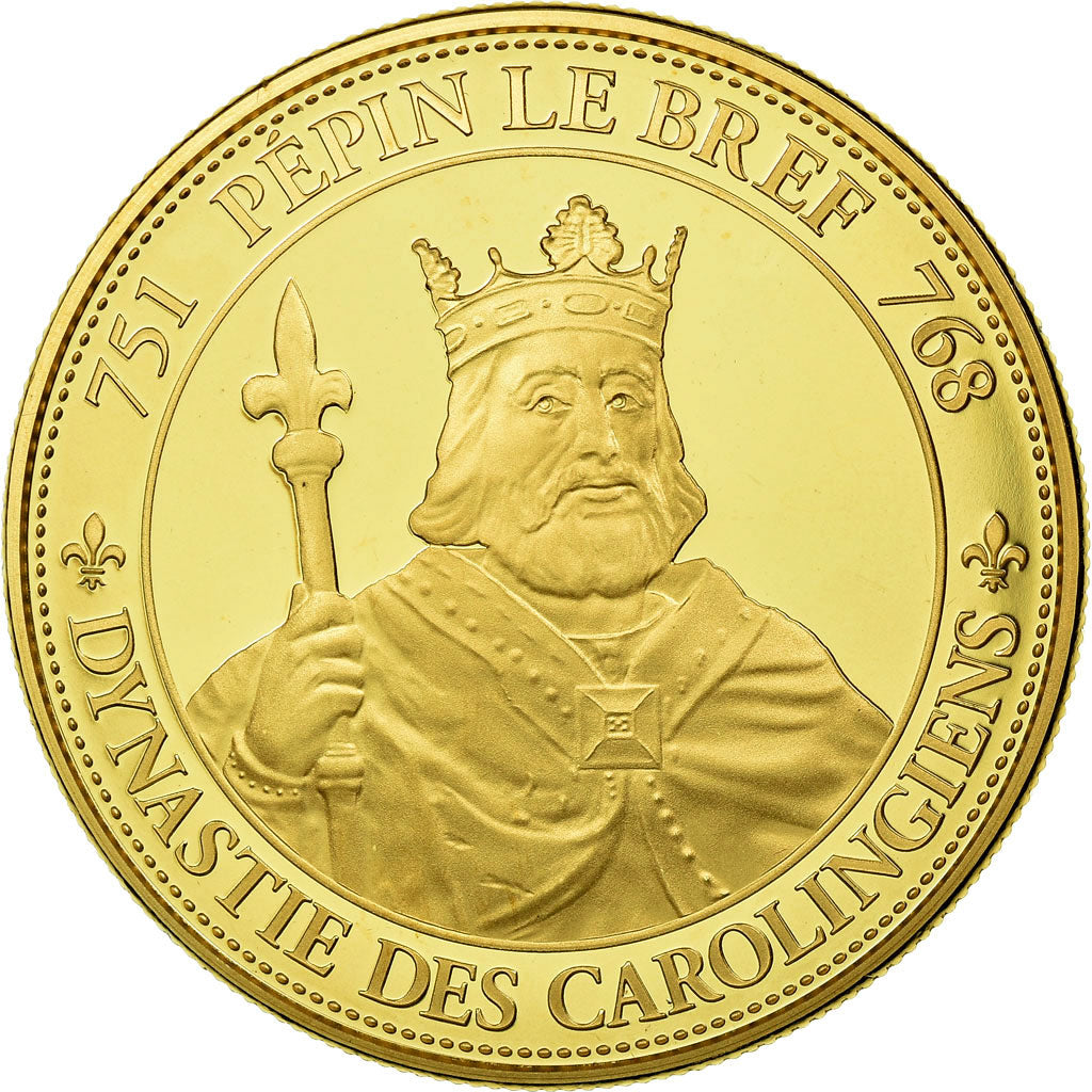 Francia, medaglia, Les Rois de France, Pépin le Bref, History, FDC, Rame dorato