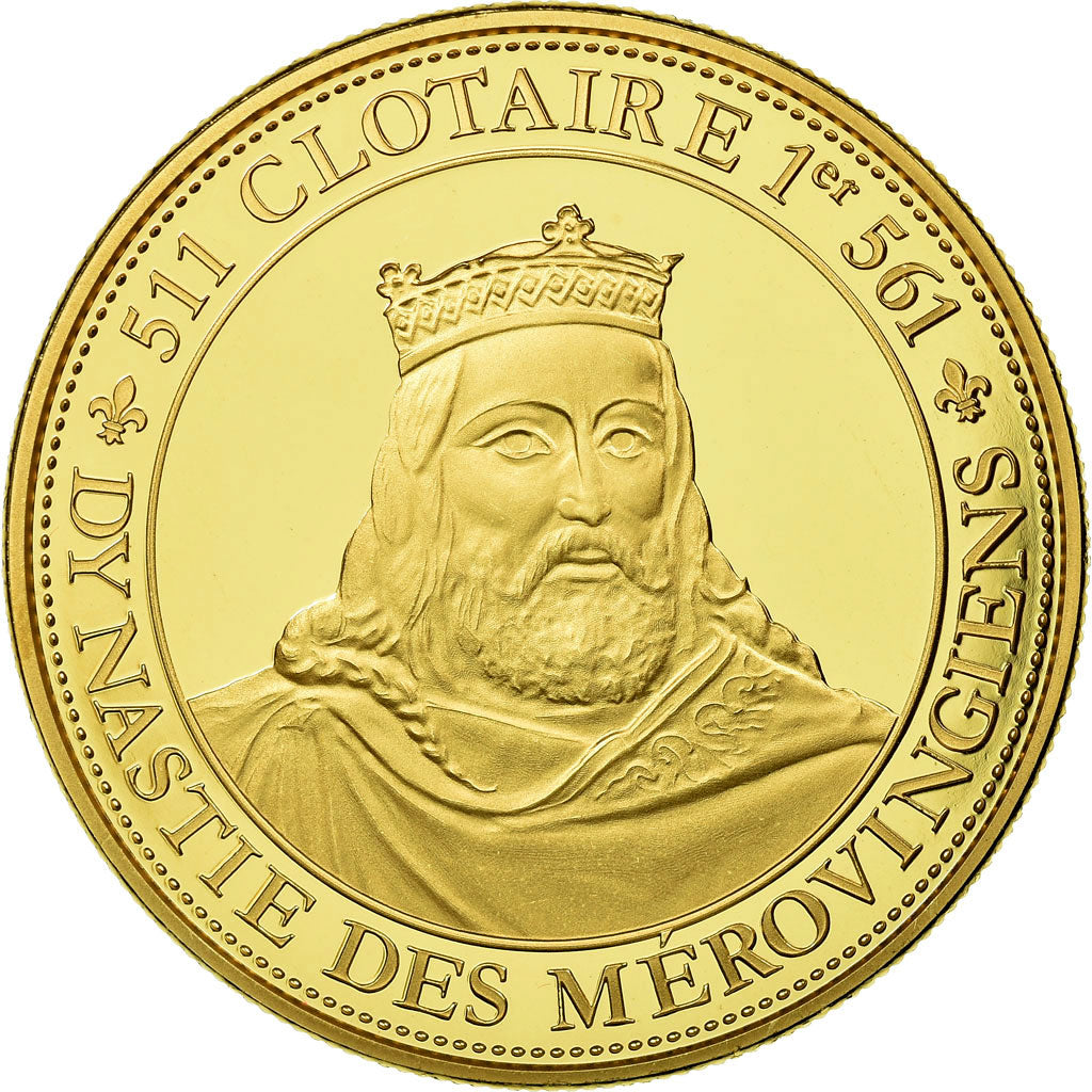 France, Medal, Les Rois de France, Clotaire I, History, MS(65-70), Copper Gilt