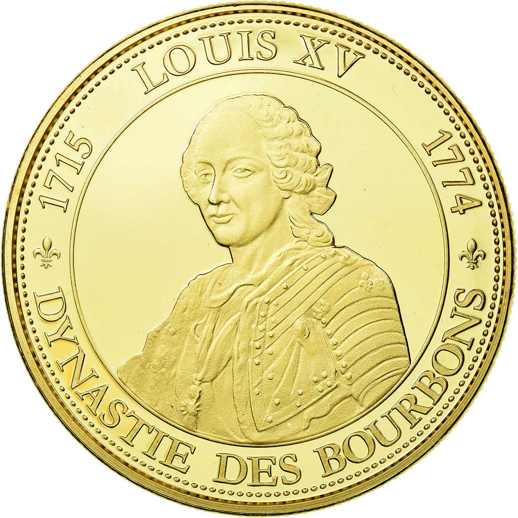 Frankrijk, Medaille, Les rois de France, Louis XV, History, FDC, Copper Gilt