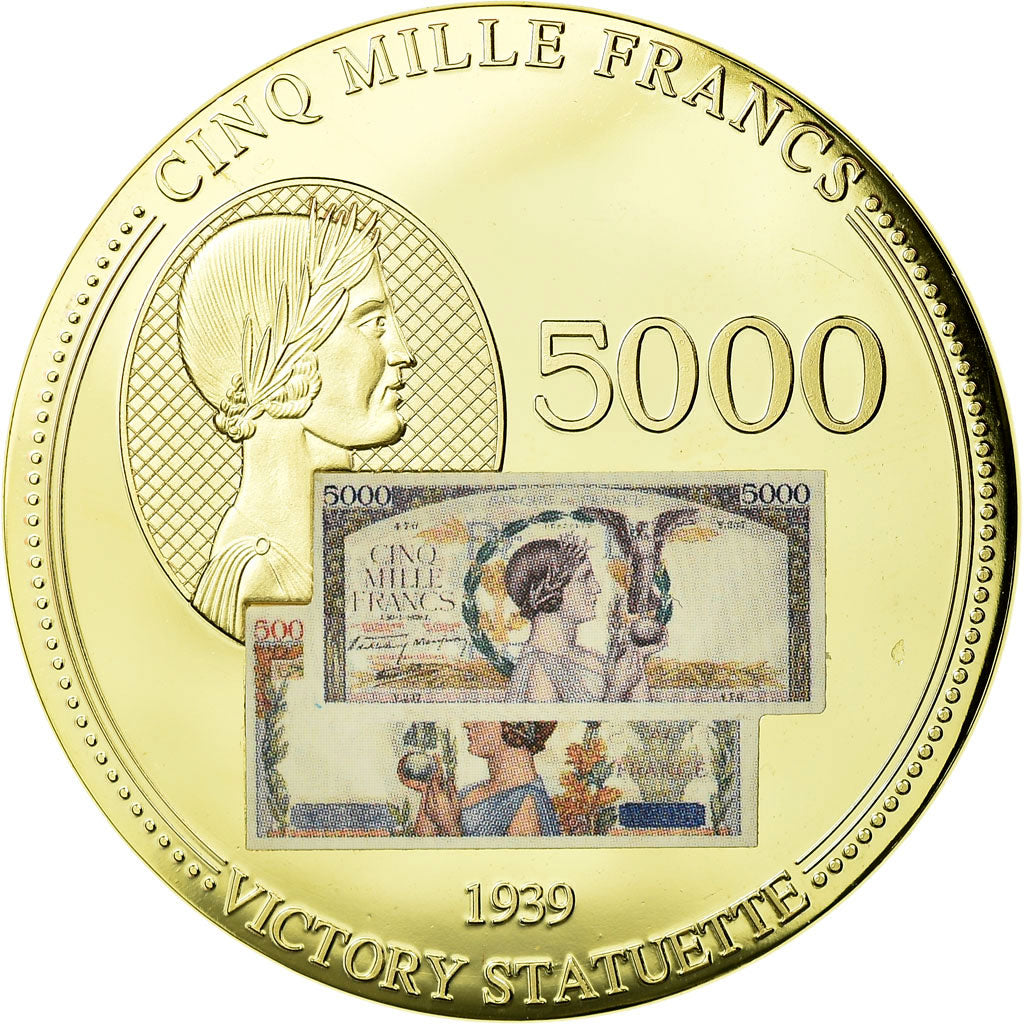 France, Medal, Les Anciens Francs, billet de 5000 Francs Victoire, MS(65-70)