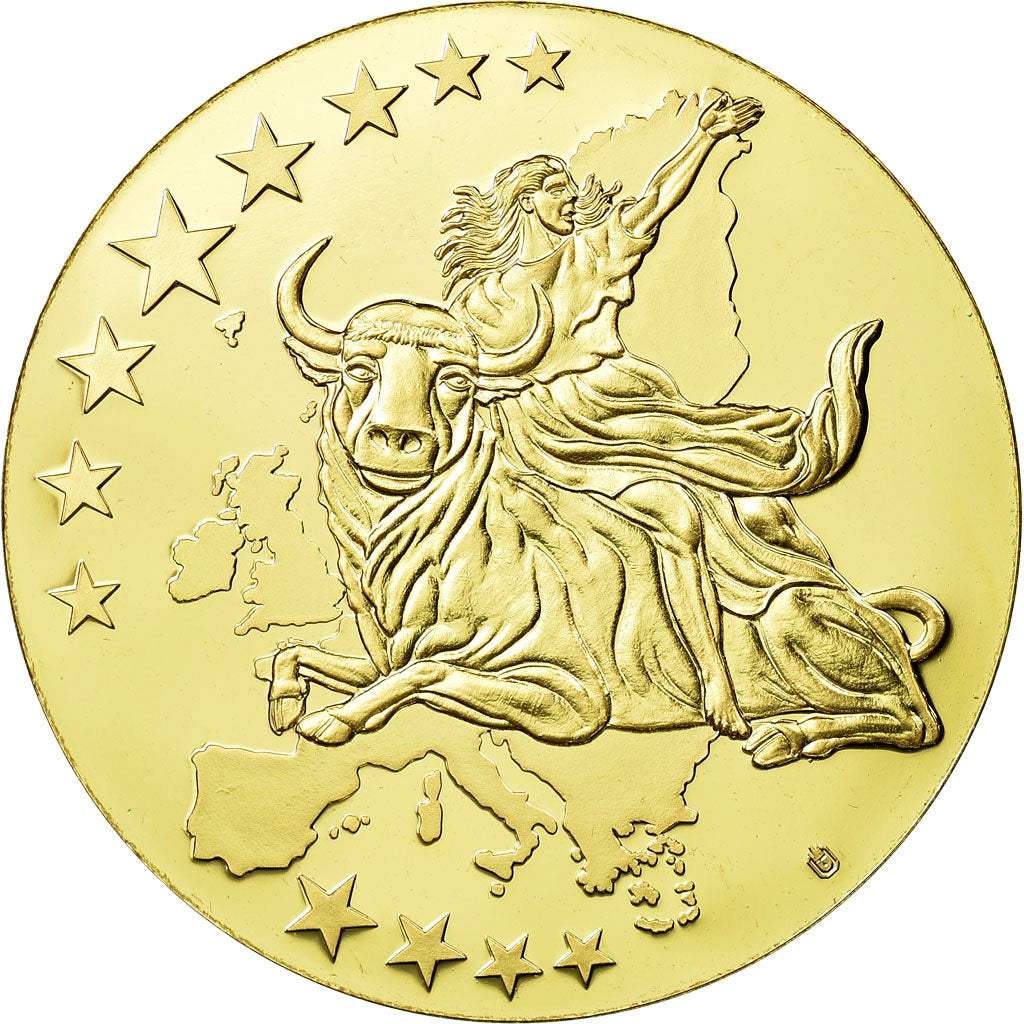 Francia, medalla, La Monnaie Européenne, Billet de 50 Euro, 2002, FDC, Copper