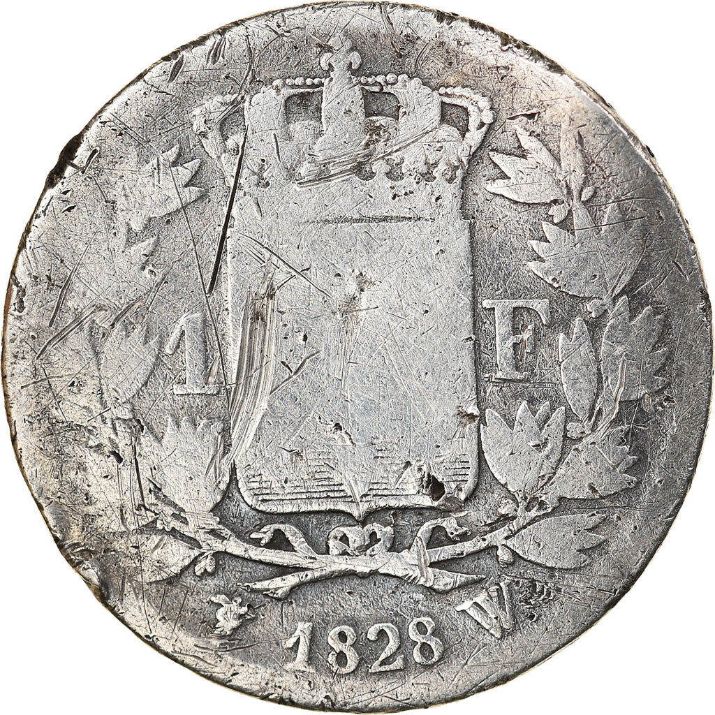 Coin, France, Charles X, Franc, 1828, Lille, VG(8-10), Silver, KM:724.13