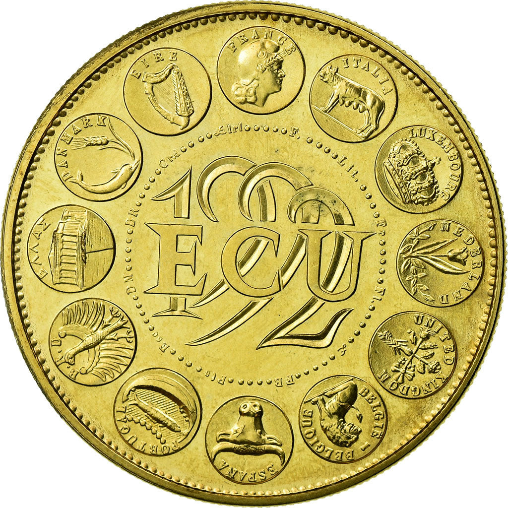 Frankrijk, Medaille, Ecu Europa, Marianne, 1992, Rodier, FDC, Gilt Bronze