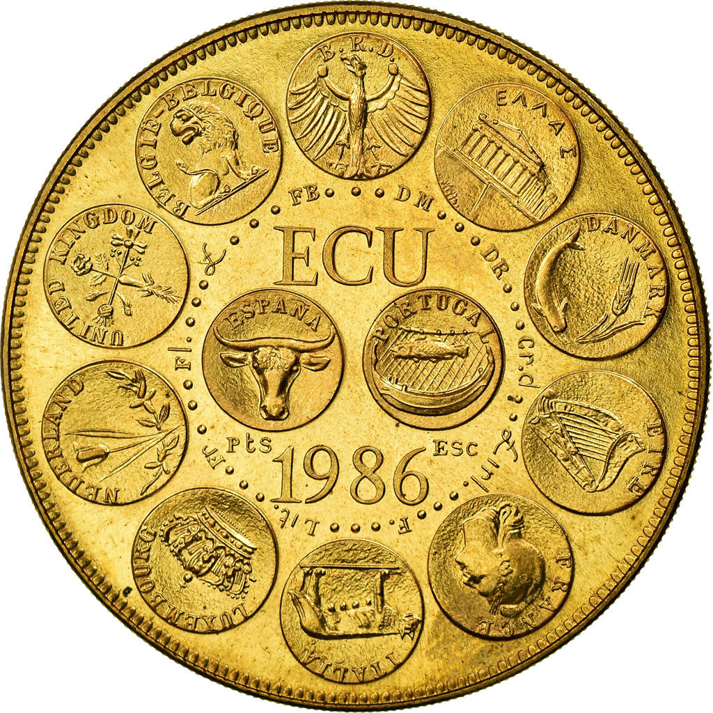 Frankrijk, Medaille, Ecu Europa, Marianne, 1986, Rodier, FDC, Gilt Bronze