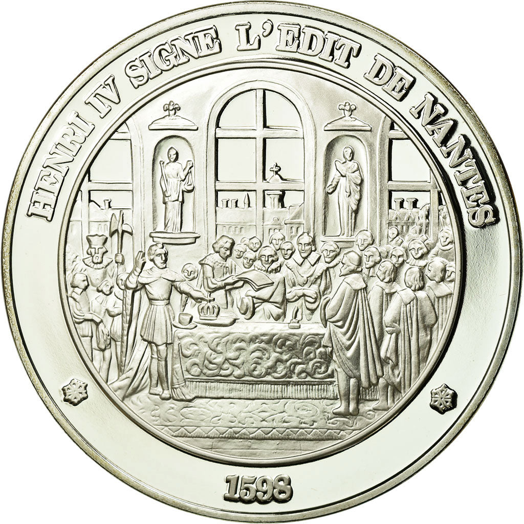 Frankreich, Medaille, Henri IV signe l'Edit de Nantes, STGL, Silber