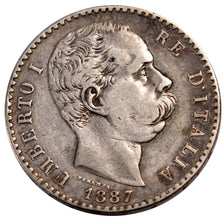 ITALY, 2 Lire, 1887, Rome, KM #23, EF(40-45), Silver, 9.93