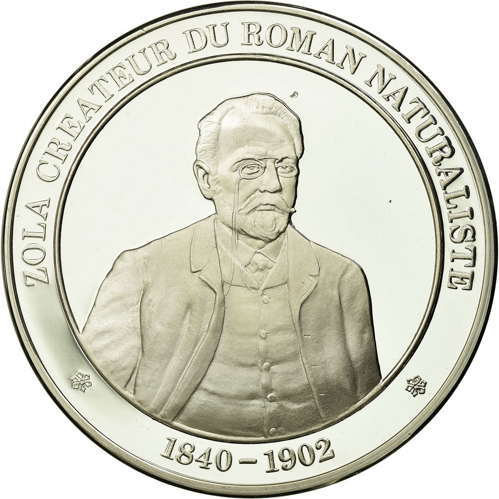 France, Medal, Littérature, Emile Zola, History, MS(65-70), Silver