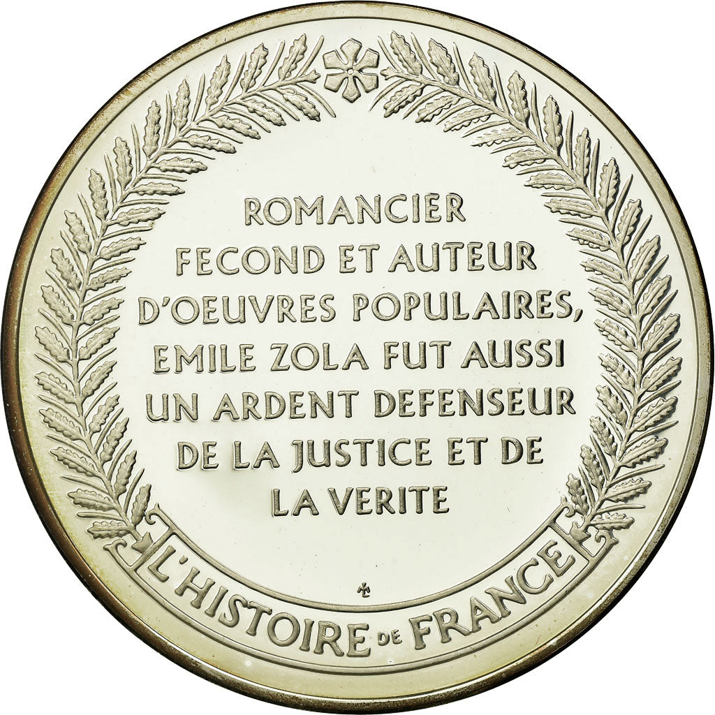 France, Medal, Littérature, Emile Zola, History, MS(65-70), Silver