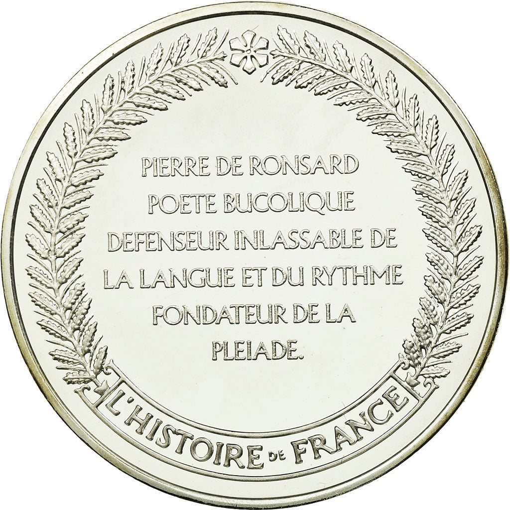 France, Medal, Littérature, Pierre de Ronsard, History, MS(65-70), Silver