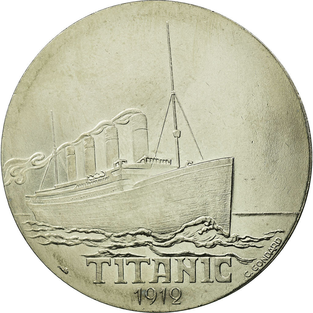 Francia, medaglia, Les Grands Transatlantiques, Titanic, C. Gondard, FDC, Nichel