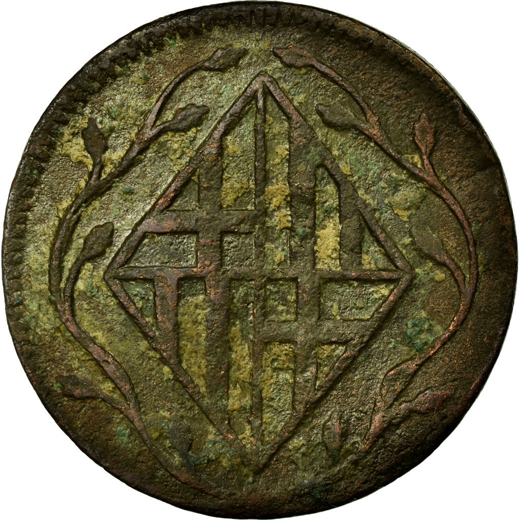 Moneda, España, BARCELONA, Joseph (Jose) Napolean, 4 Quartos, 1810, BC+, Cobre