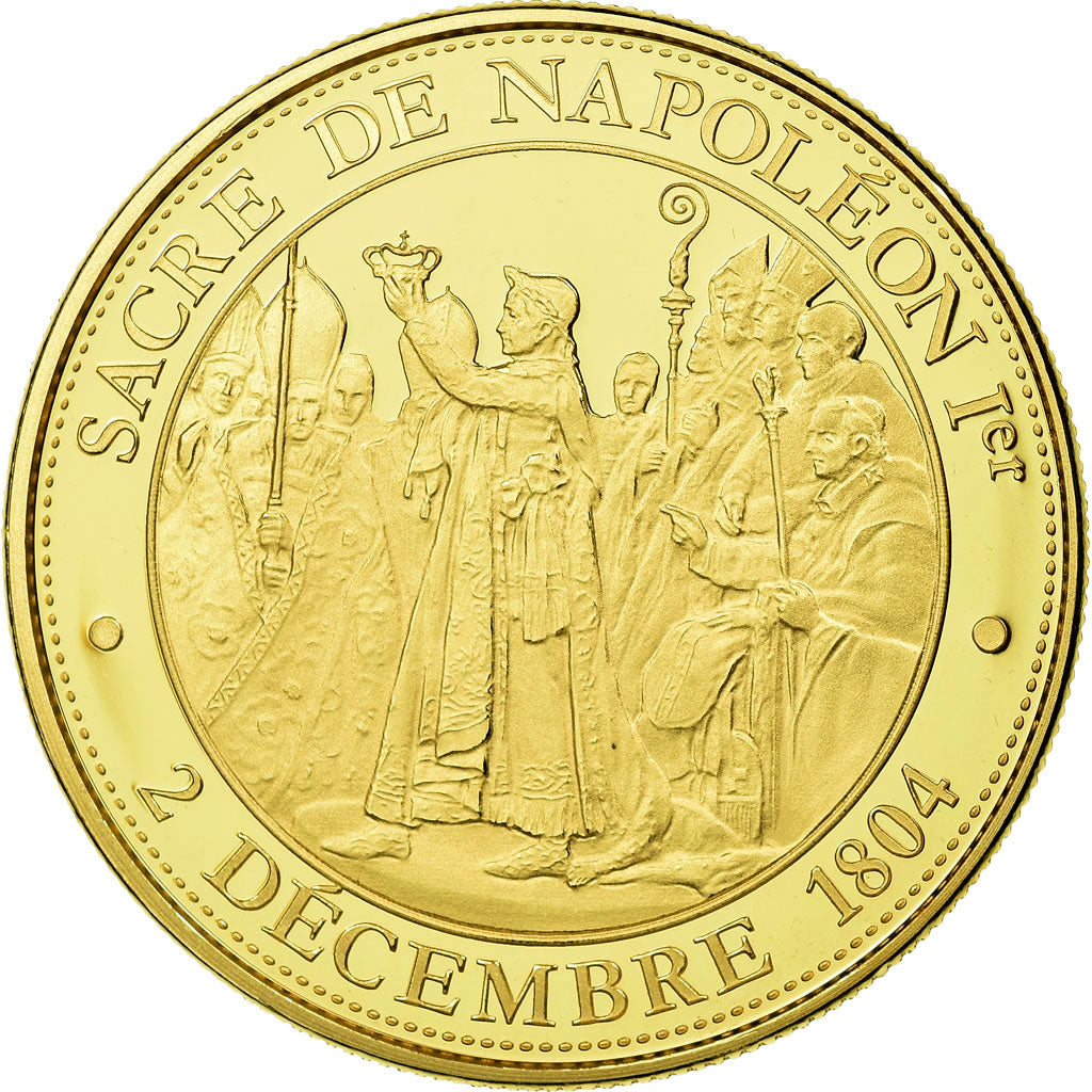 Francia, medaglia, Le sacre de Napoléon Ier par Pie VII, FDC, Rame dorato