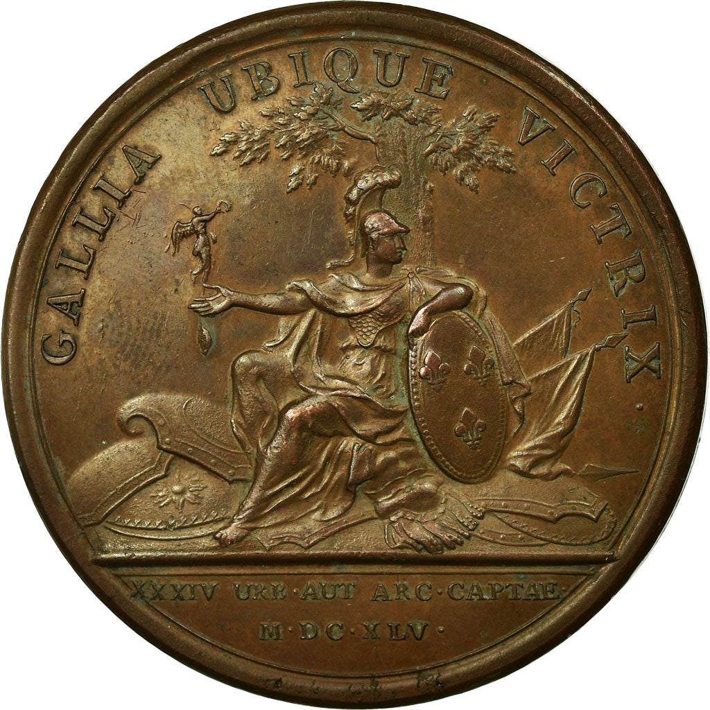 Francja, Medal, Louis XIV, Campagnes Victorieuses, 1645, Mauger, AU(55-58)