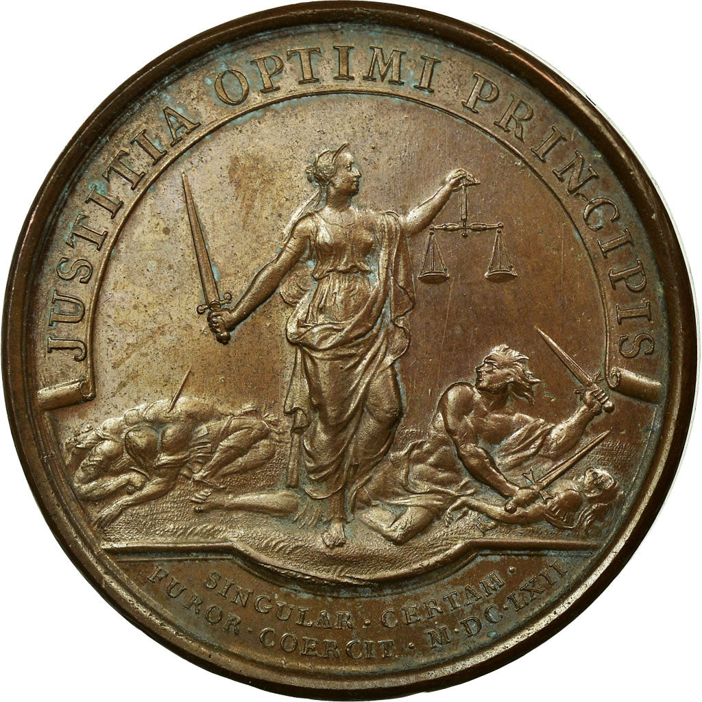 Frankrijk, Medaille, Louis XIV, Abolition du Duel, 1662, Mauger, PR, Koper