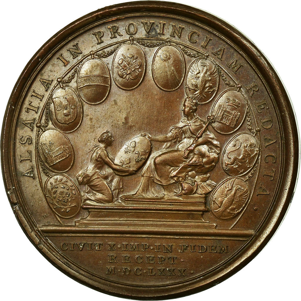 Francia, medalla, Louis XIV, Soumission des Dix Villes Impériales d'Alsace